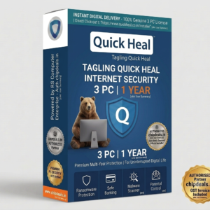 Quick Heal Internet Security 3 PC 1 Year Genuine Digital License Key Box - Chipdeals.in
